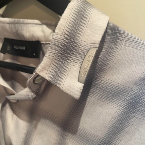 NWT Medium (fits L) Kollar white pocket flannel button down - Picture 6 of 6
